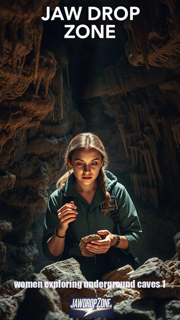 women exploring underground caves