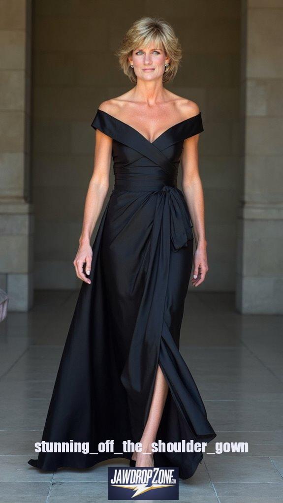 stunning off the shoulder gown
